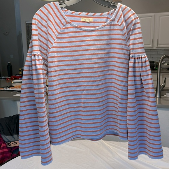 Madewell Shirred sleeve Sailor Top size Medium - Picture 2 of 6